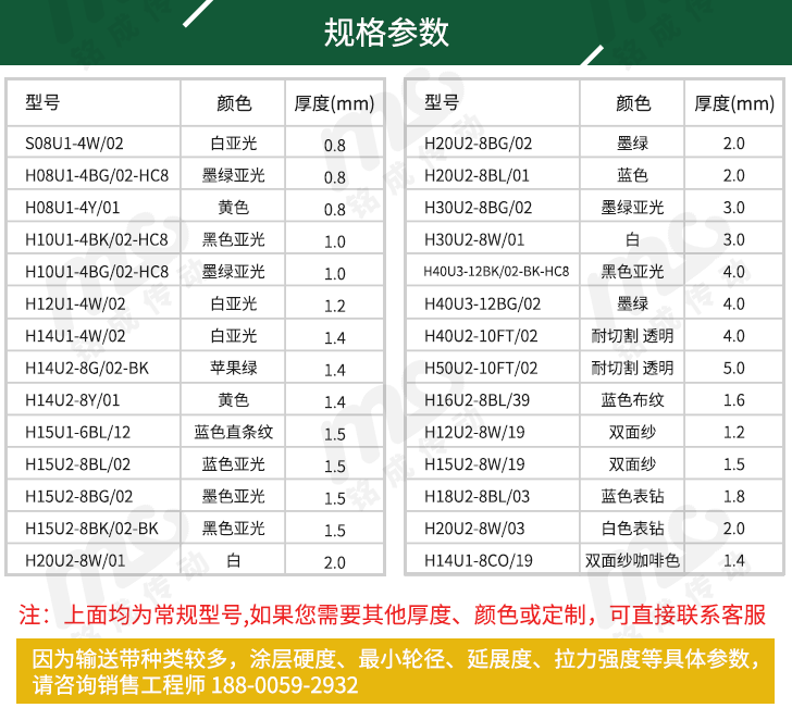 pu输送带型号