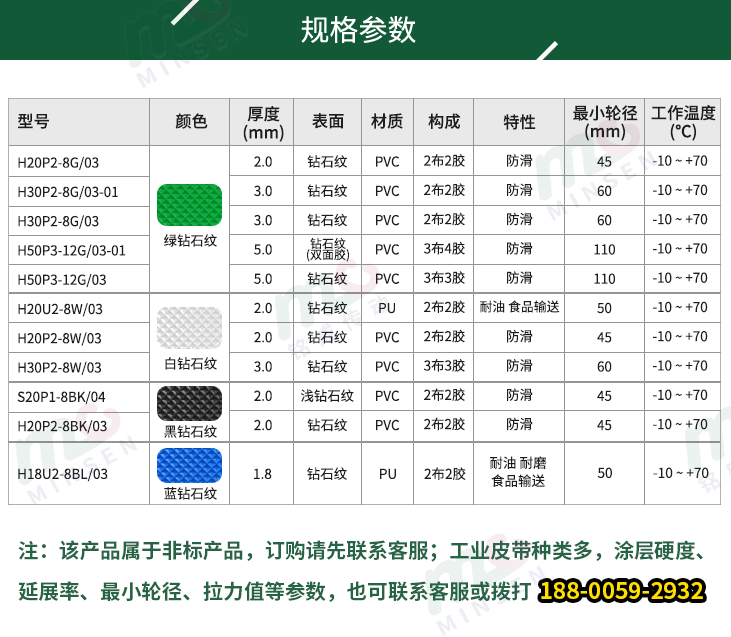 钻石纹输送带型号