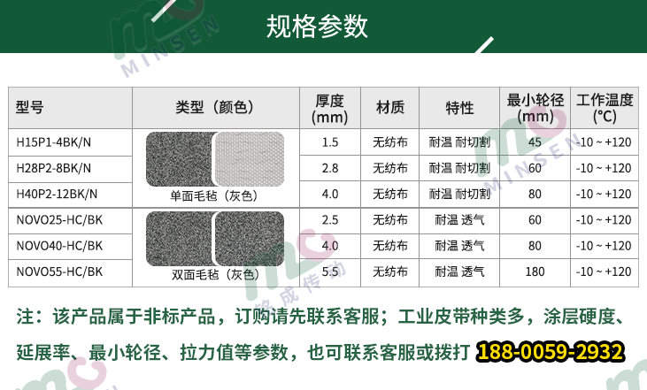 毛毡输送带参数